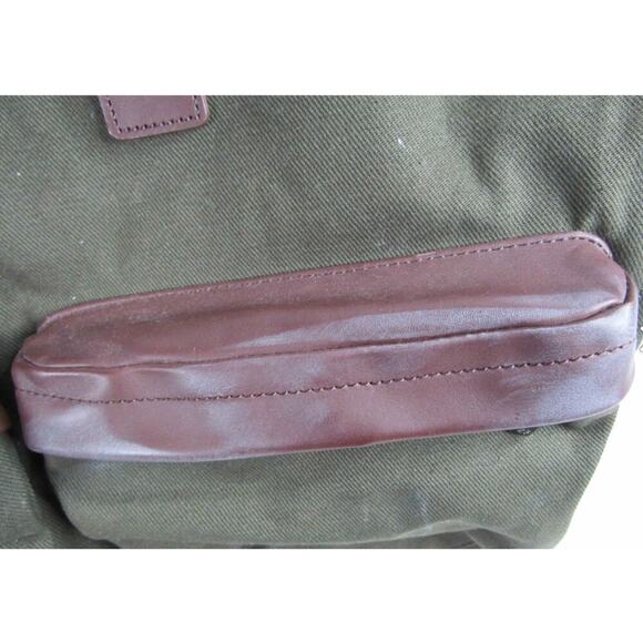 Hook & Albert Twill Garment Weekender Bag Green Canvas Leather Duffle- Rare - Picture 10 of 11